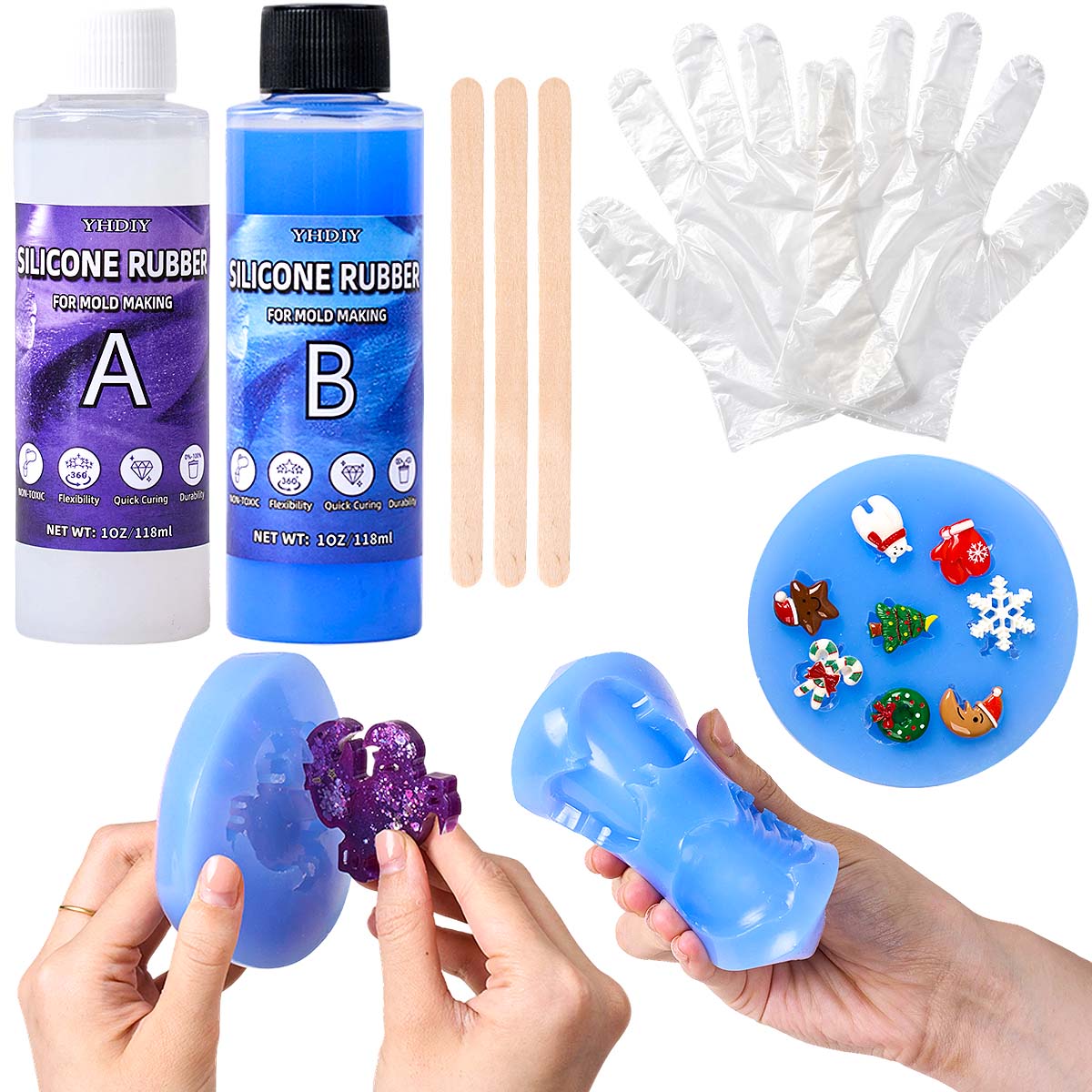 Resin Kit Cast - 118ml/296ml Silicone Mold Making Kit for