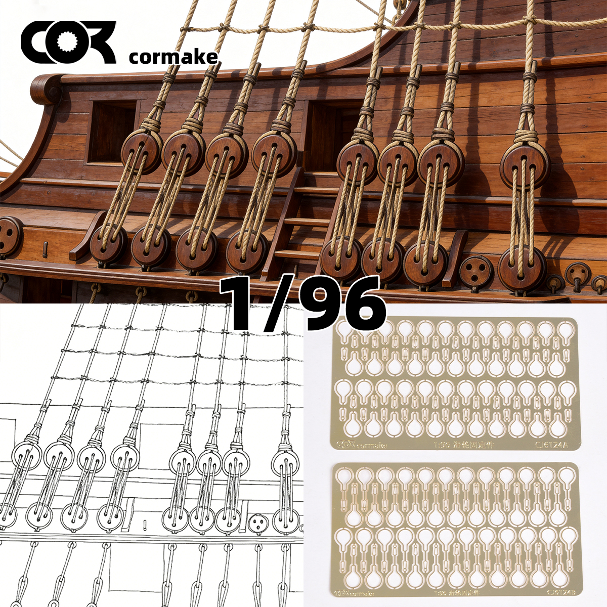 Model Kit Battleship - PE Miniature Rigging Eyelets Block Fixing