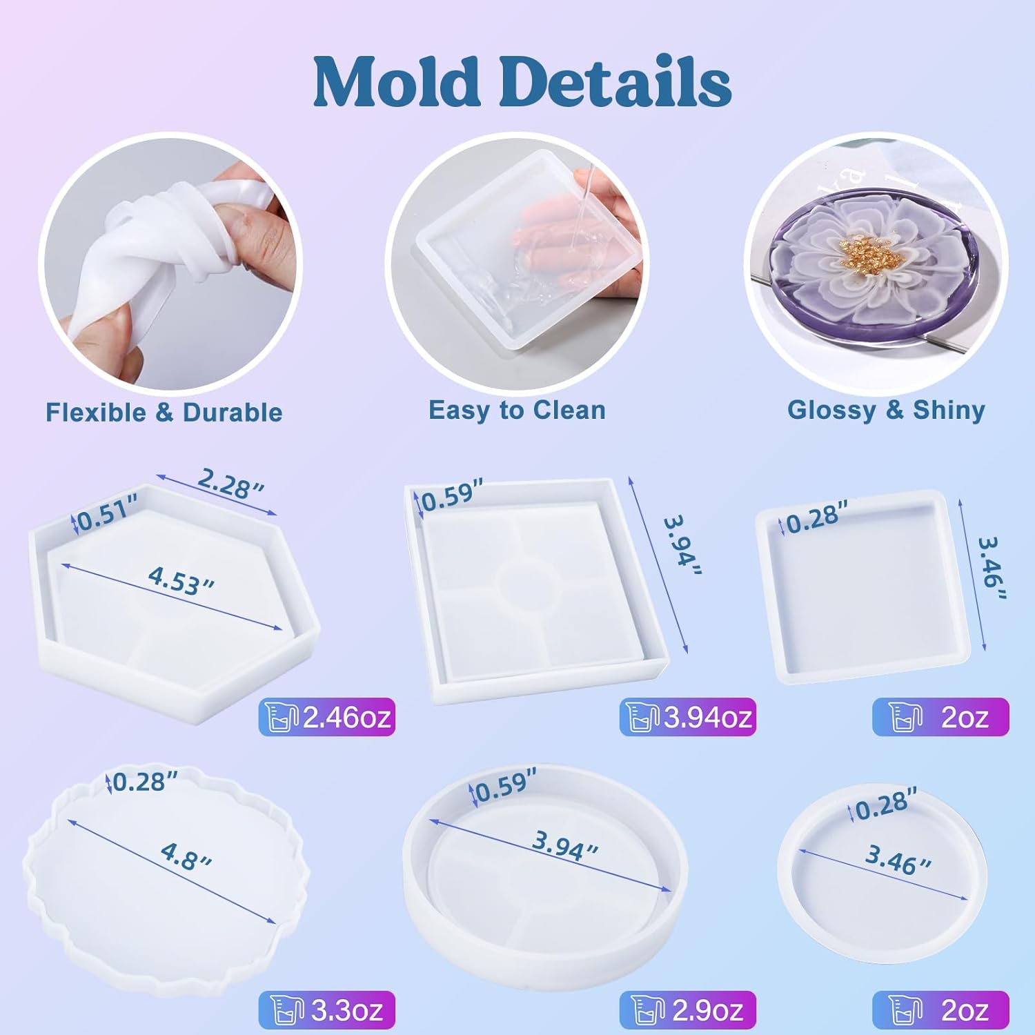 6Pcs Silicone Molds for Epoxy  - огляд і ціна Resin Kit Cast